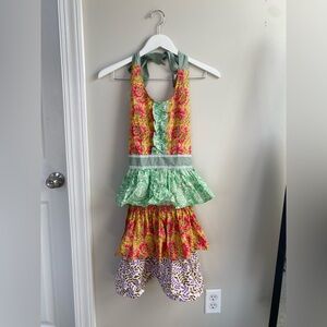 Grannies Patchwork Floral Ruffle Spring Apron